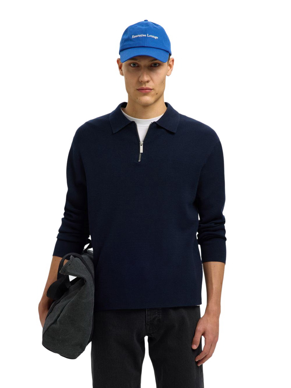 Selected Herren Pullover SLHTELLER FN RELAXED HALF ZIP POLO - Relaxed Fit