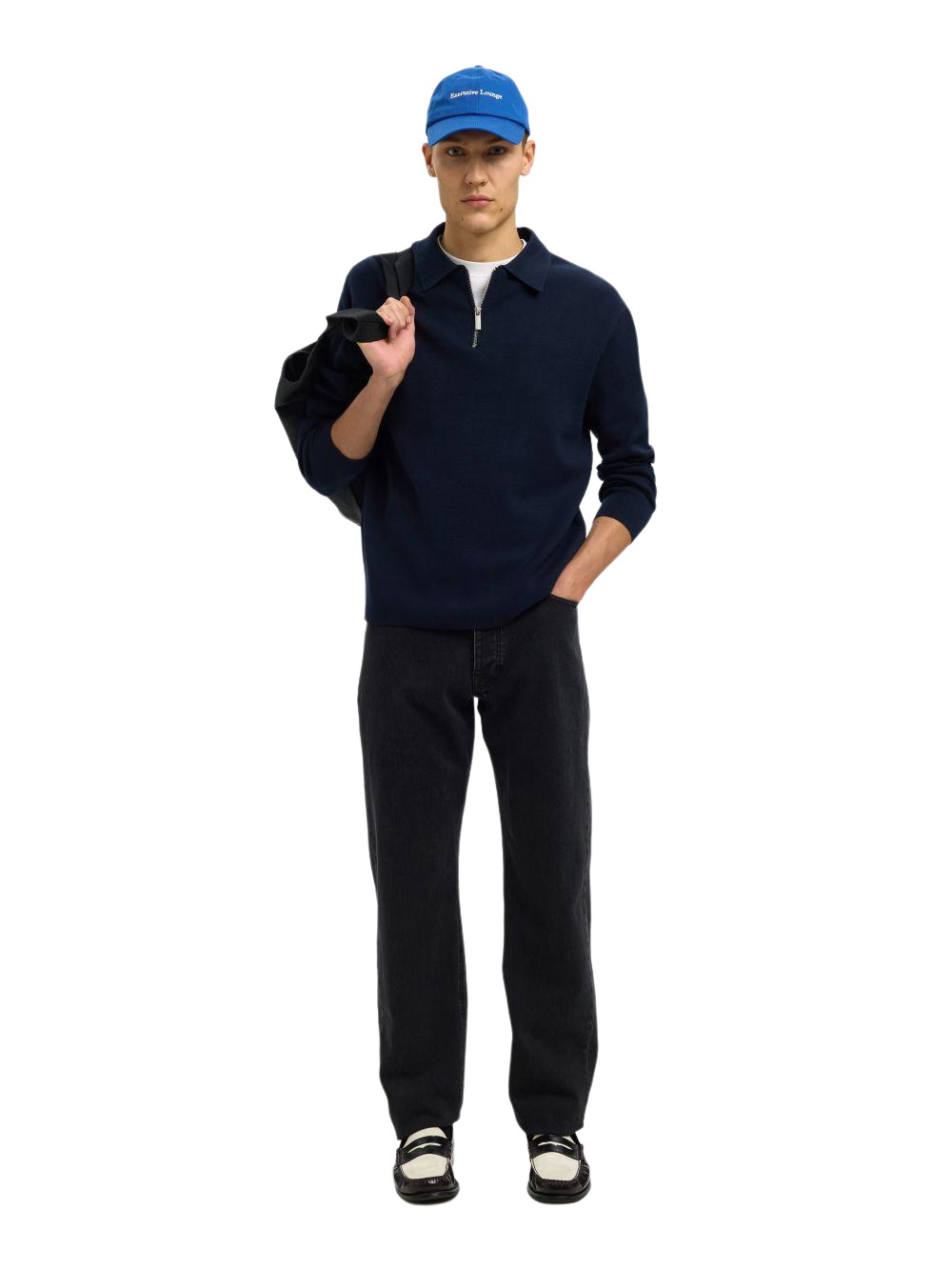 Selected Herren Pullover SLHTELLER FN RELAXED HALF ZIP POLO - Relaxed Fit günstig online kaufen