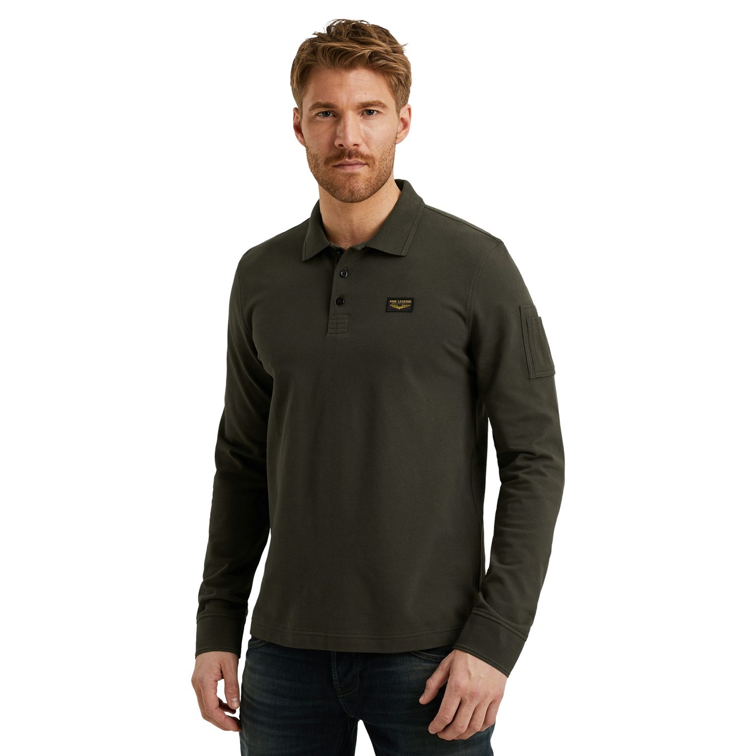 PME Legend Herren Poloshirt LONG SLEEVE POLO AMERICAN CLASSIC - Regular Fit