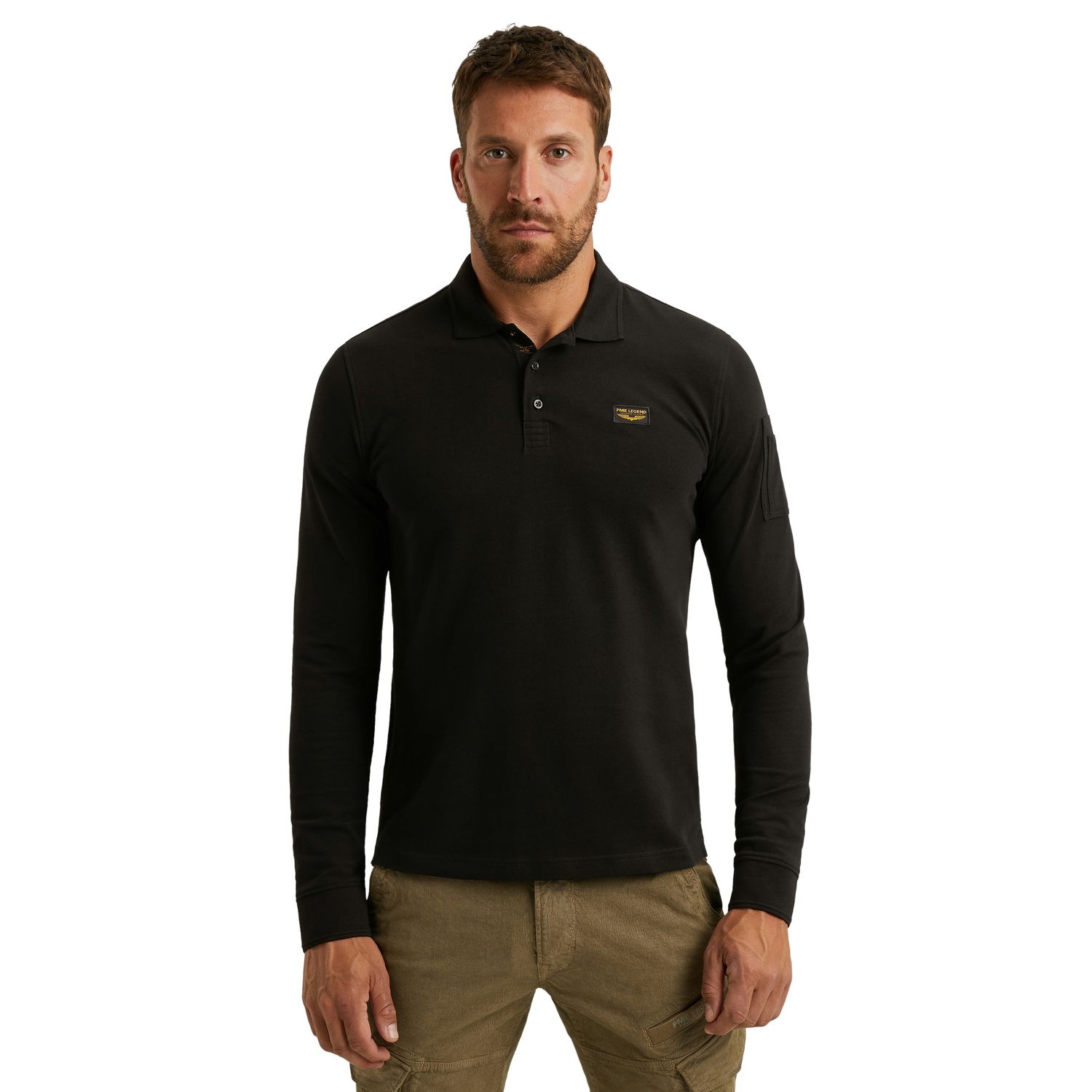 PME Legend Herren Poloshirt LONG SLEEVE POLO AMERICAN CLASSIC - Regular Fit günstig online kaufen