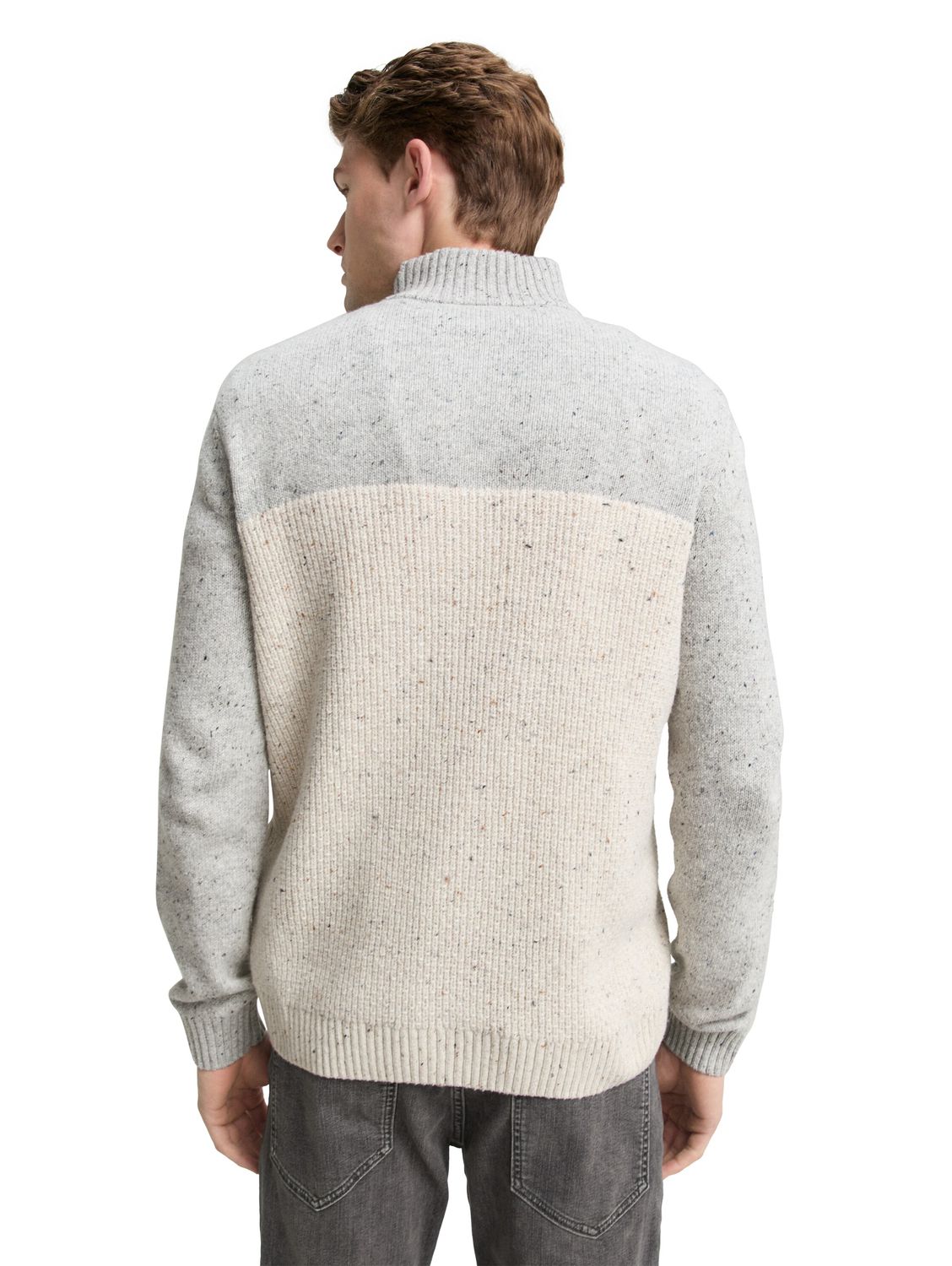 Tom Tailor Herren Stehkragen Pullover STRUCTURED MIX KNIT TROYER- Regular F günstig online kaufen