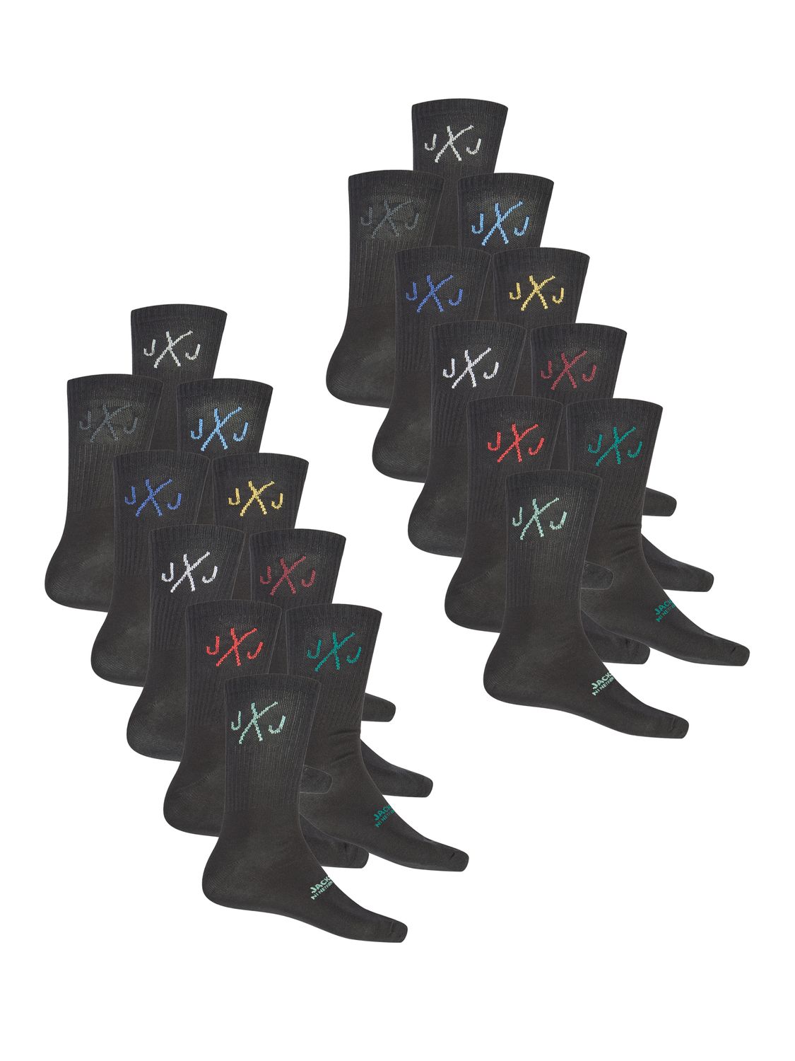 Jack & Jones Tennissocken Herren Schwarz Weiß One Size JACDIRECT TENNIS SOCK 20er Pack