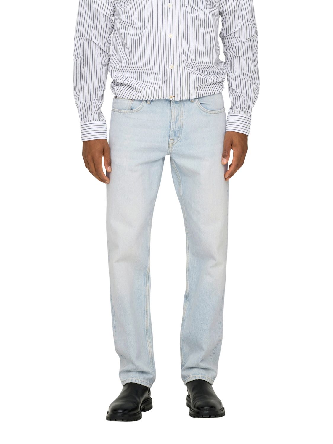 Only & Sons Herren Jeans ONSEDGE STRAIGHT Mid Waist - Regular Fit - Grau Blau