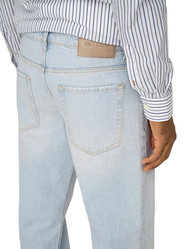 Only & Sons Herren Jeans ONSEDGE STRAIGHT Mid Waist - Regular Fit - Grau Blau