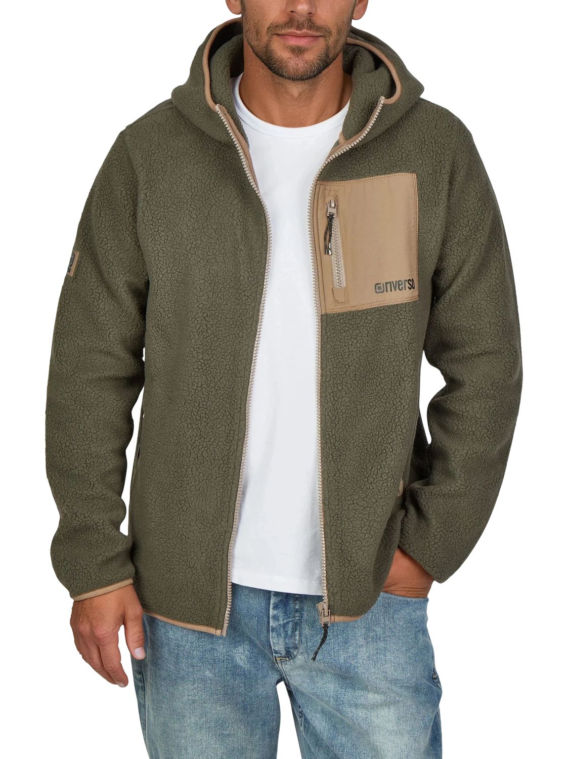 riverso Fleecejacke Herren mit Kapuze Regular Fit RIVLennox