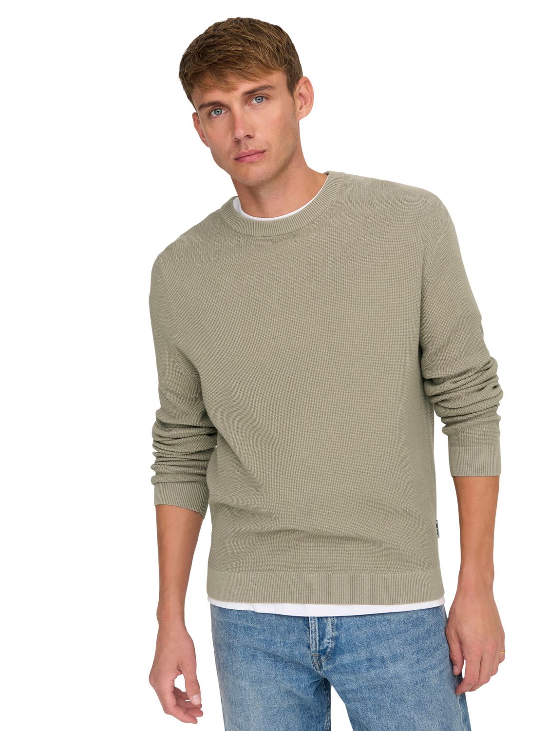 Only & Sons Herren Pullover ONSTONY DS 12 LS WAFFLE CREW KNIT - Regular Fit günstig online kaufen