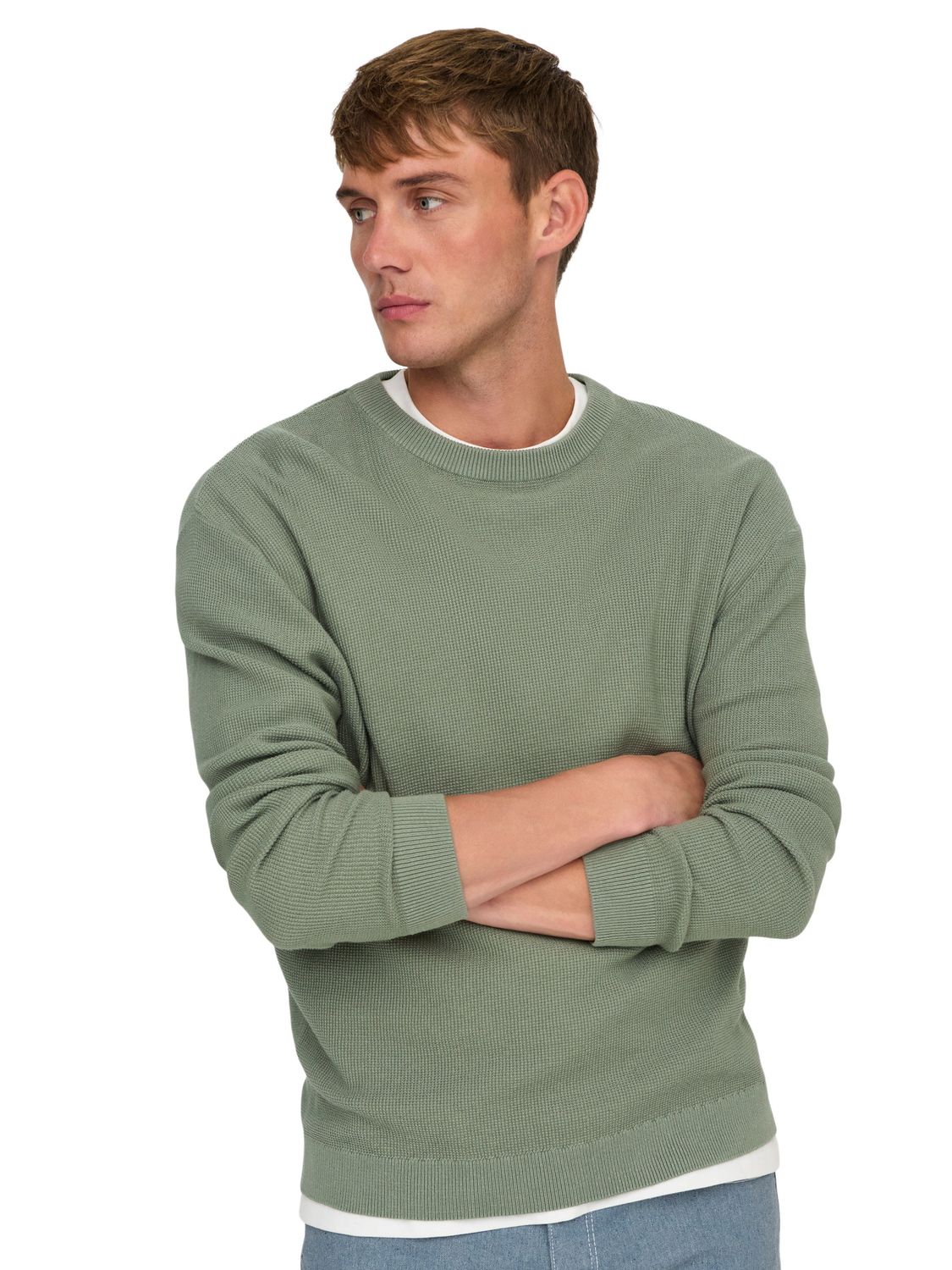 Only & Sons Herren Pullover ONSTONY DS 12 LS WAFFLE CREW KNIT - Regular Fit günstig online kaufen