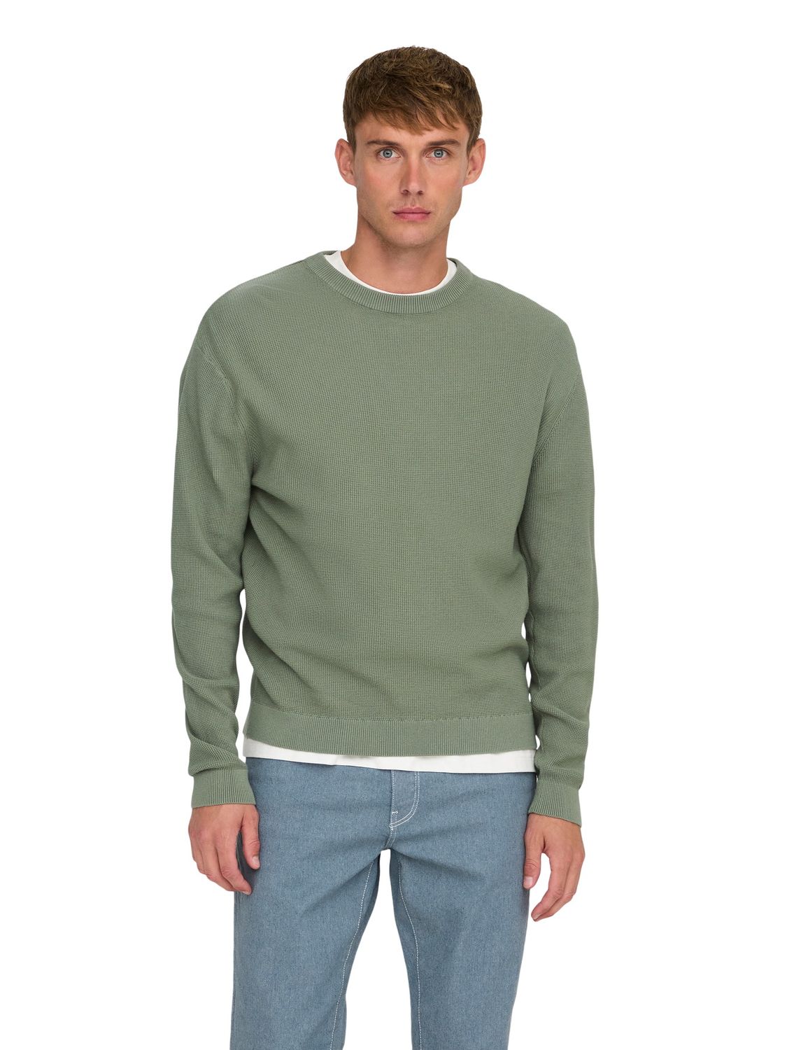 Only & Sons Herren Pullover ONSTONY DS 12 LS WAFFLE CREW KNIT - Regular Fit