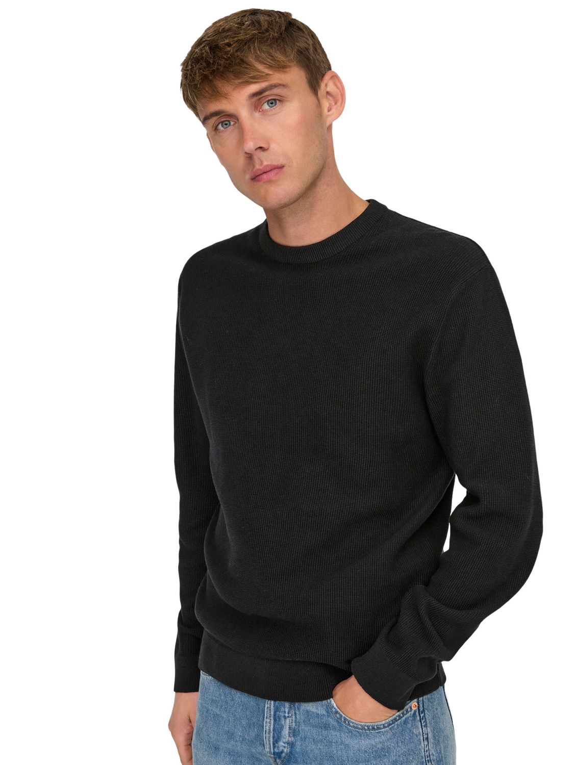 Only & Sons Herren Pullover ONSTONY DS 12 LS WAFFLE CREW KNIT - Regular Fit günstig online kaufen