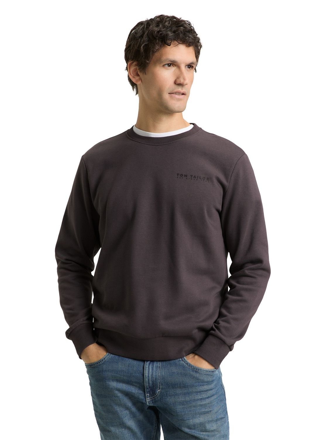 Tom Tailor Herren Rundhals Sweatshirt PRINTED CREW NECK - Regular Fit