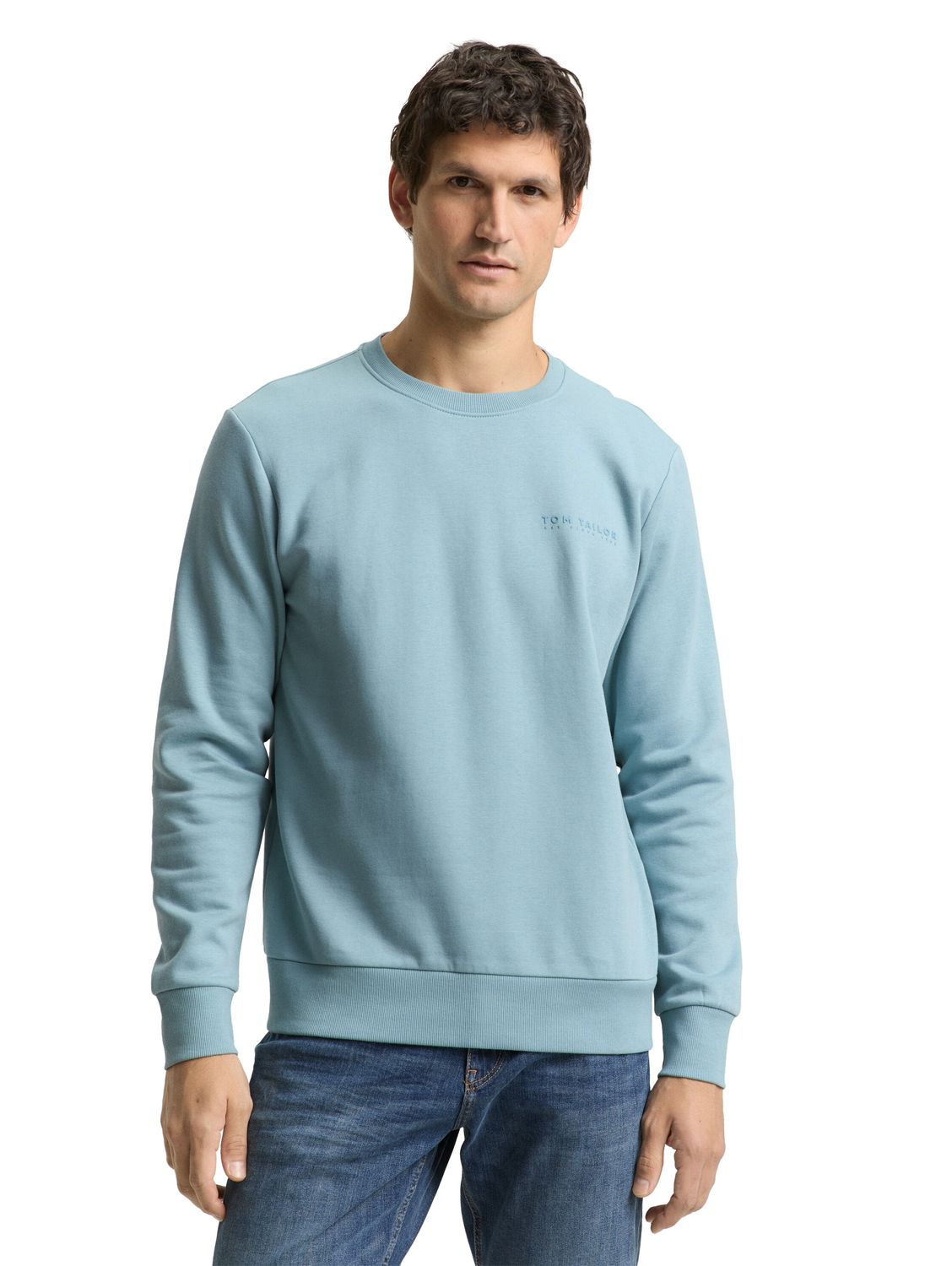 Tom Tailor Herren Rundhals Sweatshirt PRINTED CREW NECK - Regular Fit