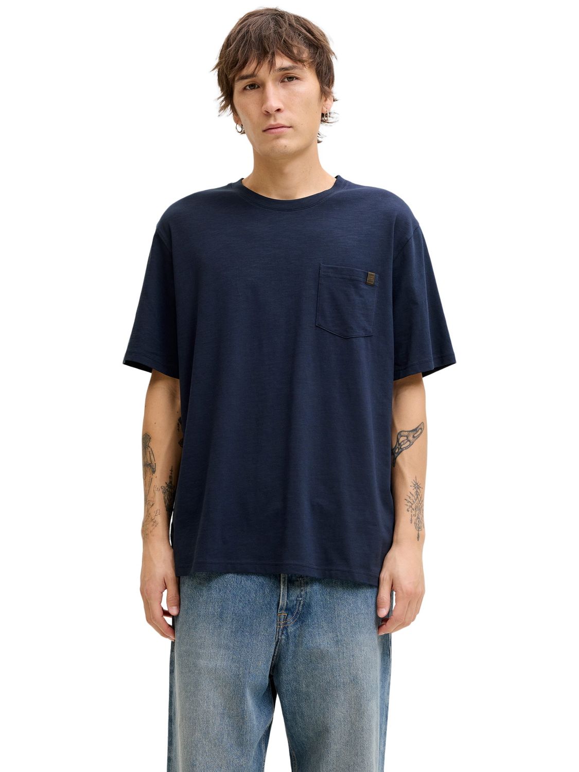 Jack & Jones Herren Rundhals T-Shirt JJEDOVER SLUB TEE SS - Relaxed Fit