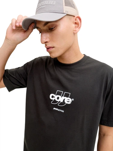 Jack & Jones Herren Rundhals T-Shirt JCOCLUB FRONT PRINT TEE SS CREW NECK - Relaxed Fit