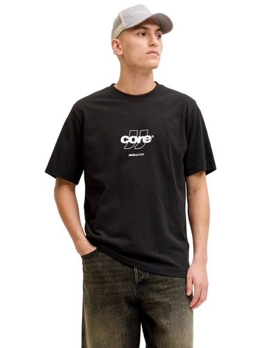 Jack & Jones Herren Rundhals T-Shirt JCOCLUB FRONT PRINT TEE SS CREW NECK - Relaxed Fit