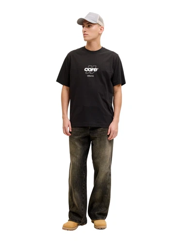 Jack & Jones Herren Rundhals T-Shirt JCOCLUB FRONT PRINT TEE SS CREW NECK - Relaxed Fit