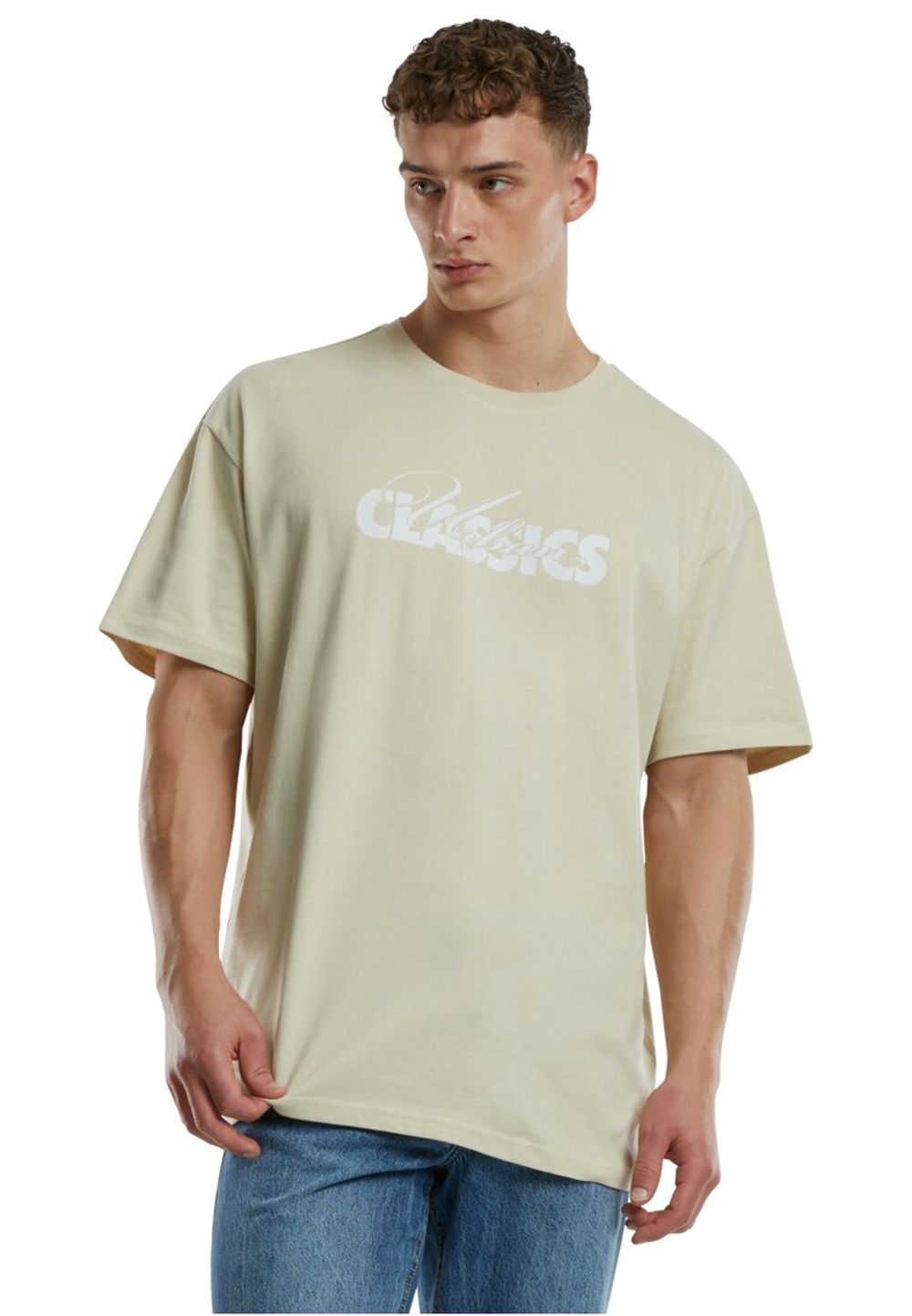 Urban Classics Herren T-Shirt UC CURSIVE BOLD LOGO HEAVYY OVERSIZED - Relaxed Fit