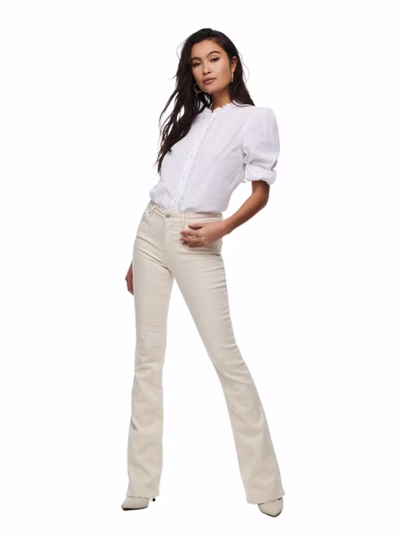 Only Damen Jeans ONLBLUSH MID FLARED DNM Beige Weiss Blau Only Damen Jeans ONLBLUSH MID FLARED DNM Beige Weiss Blau