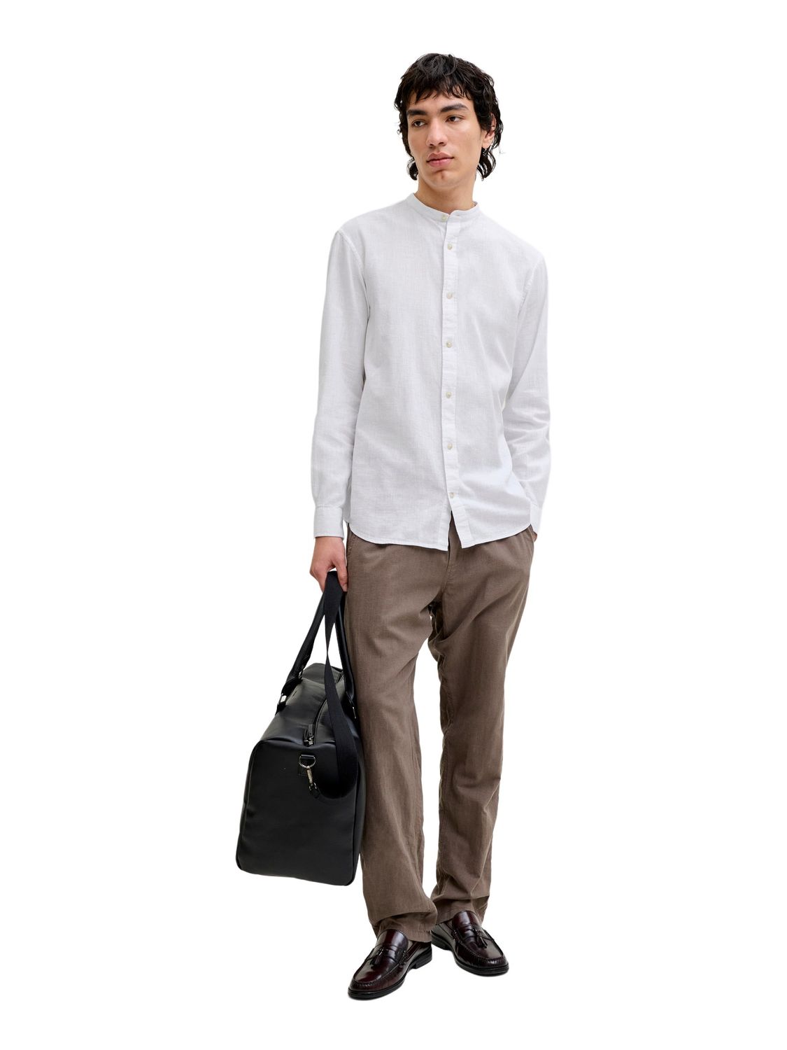 Jack & Jones Herren Freizeit Hemd JJESUMMER LINEN BLEND BAND - Regular Fit günstig online kaufen