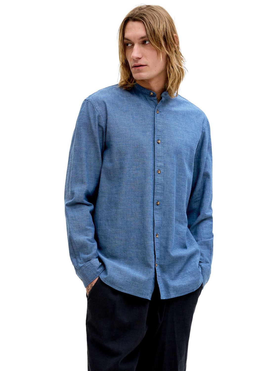 Jack & Jones Herren Freizeit Hemd JJESUMMER LINEN BLEND BAND - Regular Fit