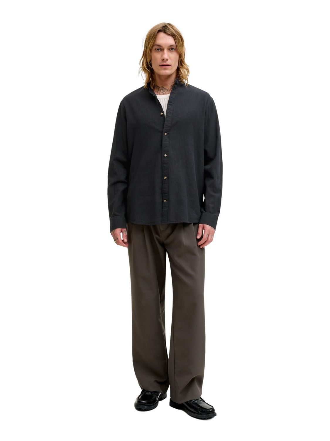 Jack & Jones Herren Freizeit Hemd JJESUMMER LINEN BLEND BAND - Regular Fit günstig online kaufen