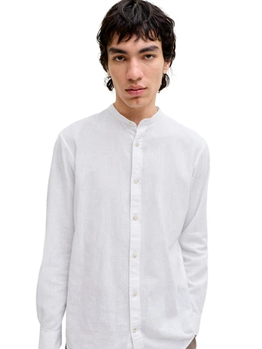 Jack & Jones Herren Freizeit Hemd JJESUMMER LINEN BLEND BAND -  Regular Fit