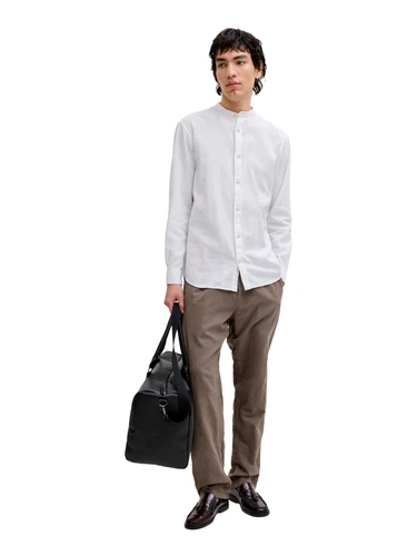 Jack & Jones Herren Freizeit Hemd JJESUMMER LINEN BLEND BAND -  Regular Fit