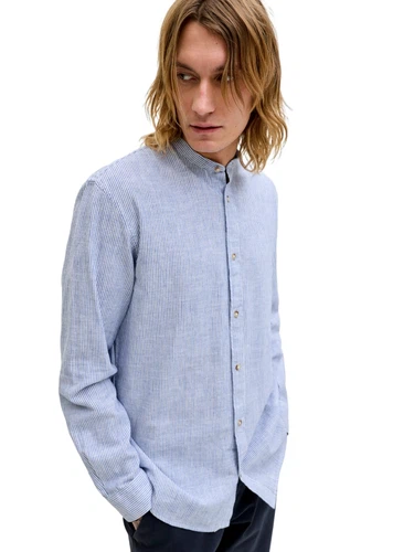 Jack & Jones Herren Freizeit Hemd JJESUMMER LINEN BLEND BAND -  Regular Fit