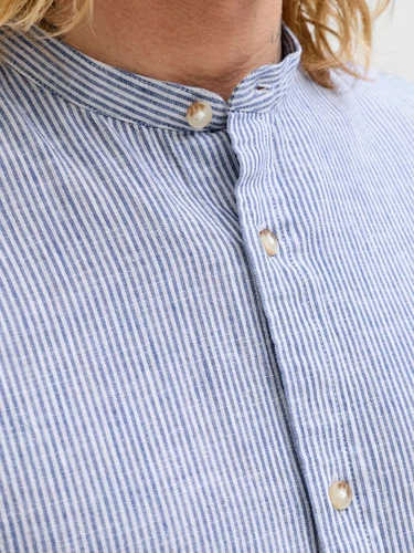 Jack & Jones Herren Freizeit Hemd JJESUMMER LINEN BLEND BAND -  Regular Fit