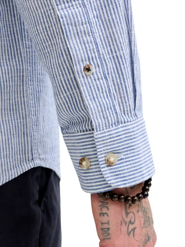 Jack & Jones Herren Freizeit Hemd JJESUMMER LINEN BLEND BAND -  Regular Fit