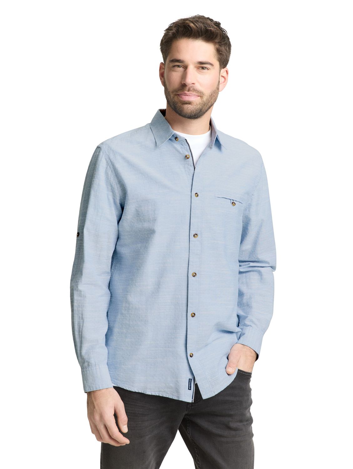 Tom Tailor Herren Langarm Hemd STRUCTURED SHIRT - Regular Fit