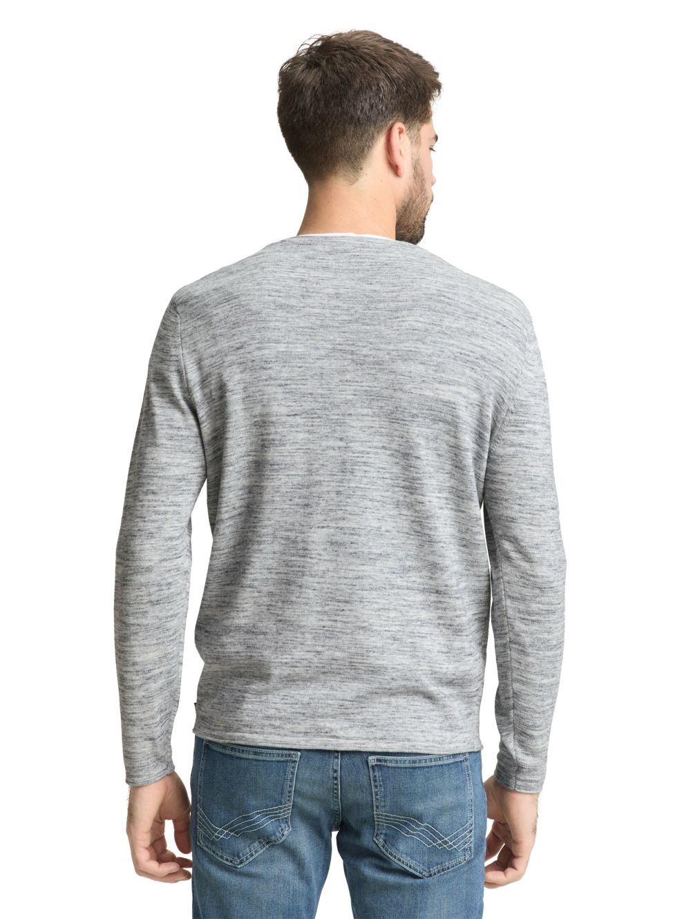 Tom Tailor Herren Rundhals Pullover SPACE DYE KNIT - Regular Fit günstig online kaufen