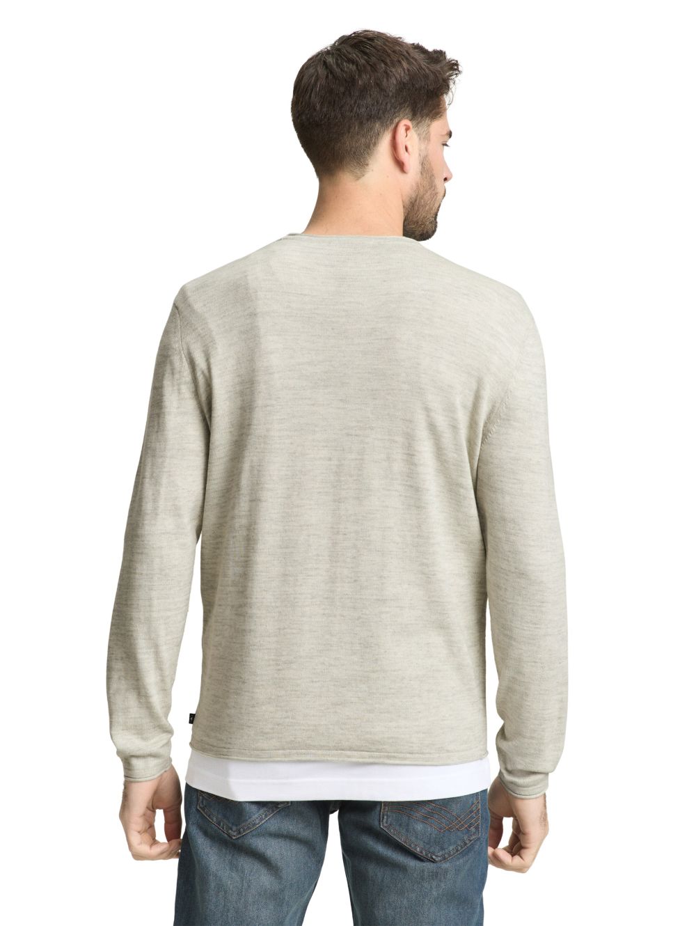 Tom Tailor Herren Rundhals Pullover SPACE DYE KNIT - Regular Fit günstig online kaufen