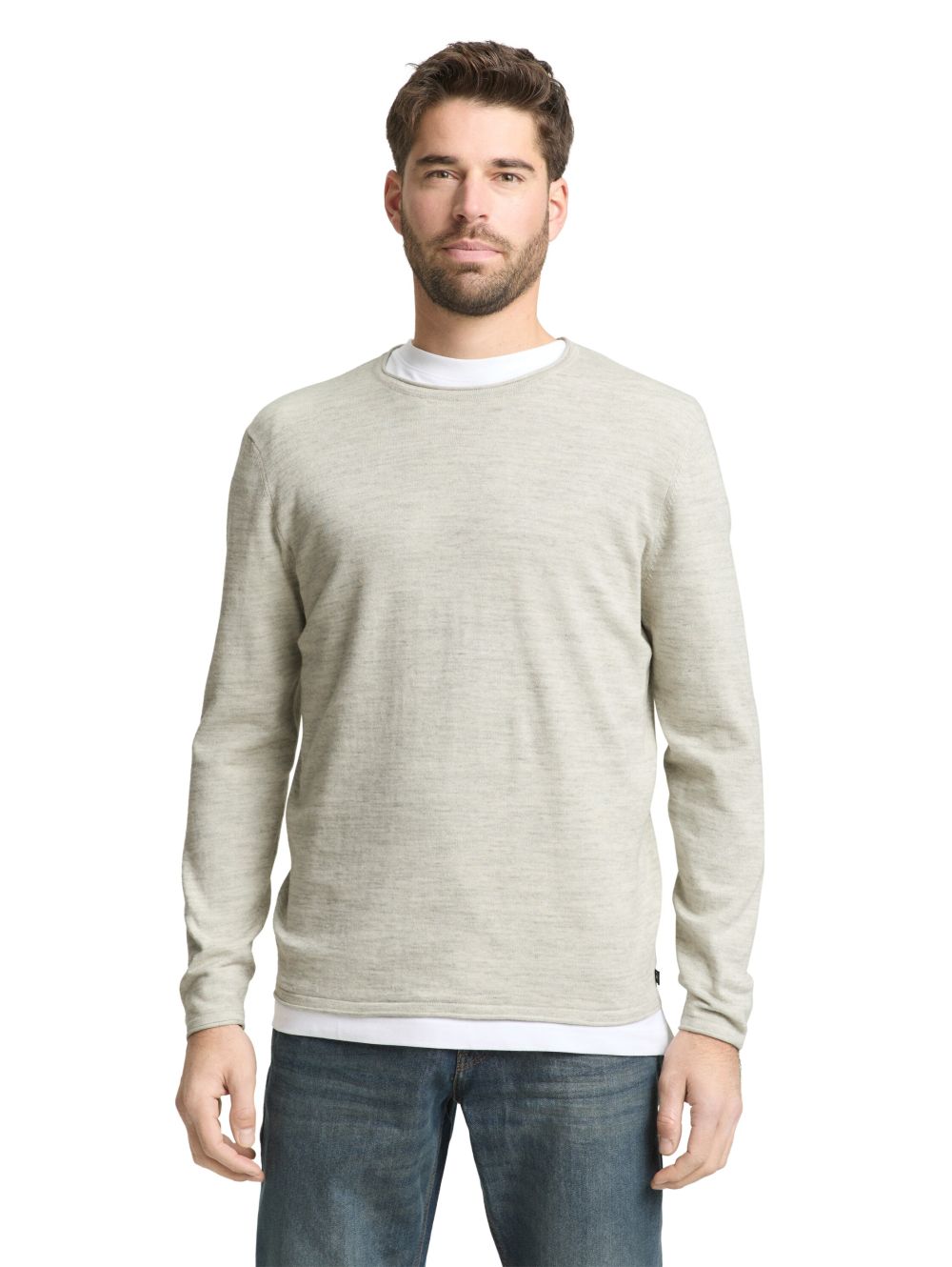 Tom Tailor Herren Rundhals Pullover SPACE DYE KNIT - Regular Fit günstig online kaufen
