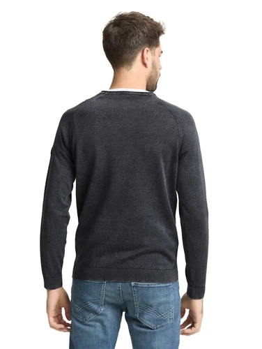 Tom Tailor Herren Rundhals Pullover ACID WASH KNIT  - Regular Fit