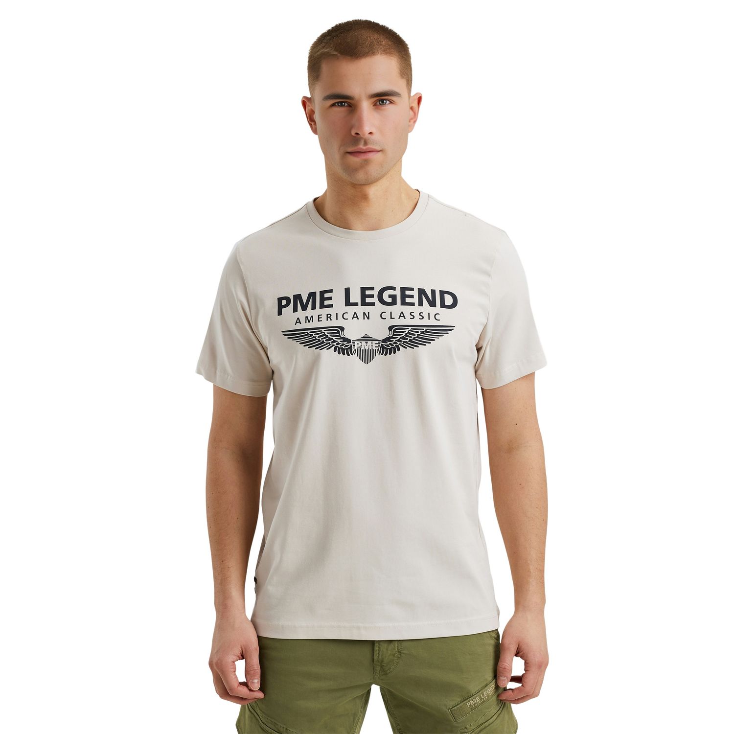 PME Legend Herren Rundhals T-Shirt SHORT SLEEVE R-NECK LOGO CARRIER - Regular Fit