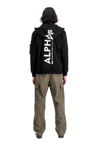 Alpha Industries Herren Zip Hoodie Kapuzenpullover BACKPRINT - Regular Fit