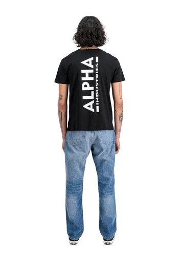 Alpha Industries Herren Rundhals T-Shirt BACKPRINT - Regular Fit