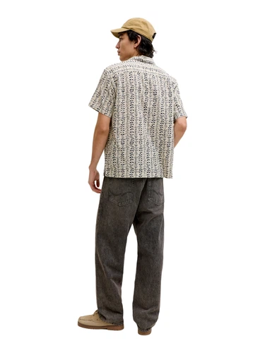 Jack & Jones Herren Kurzarm Hemd JPRBLULYON PRINT DOBBY Relaxed Fit