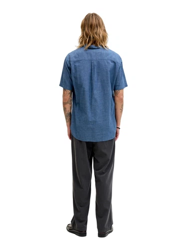 Jack & Jones Herren Kurzarm Hemd JJESUMMER LINEN BLEND Regular Fit