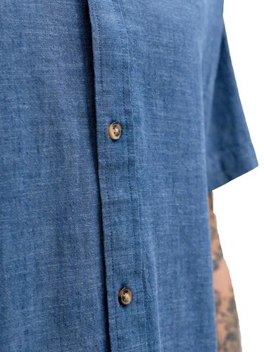 Jack & Jones Herren Kurzarm Hemd JJESUMMER LINEN BLEND Regular Fit