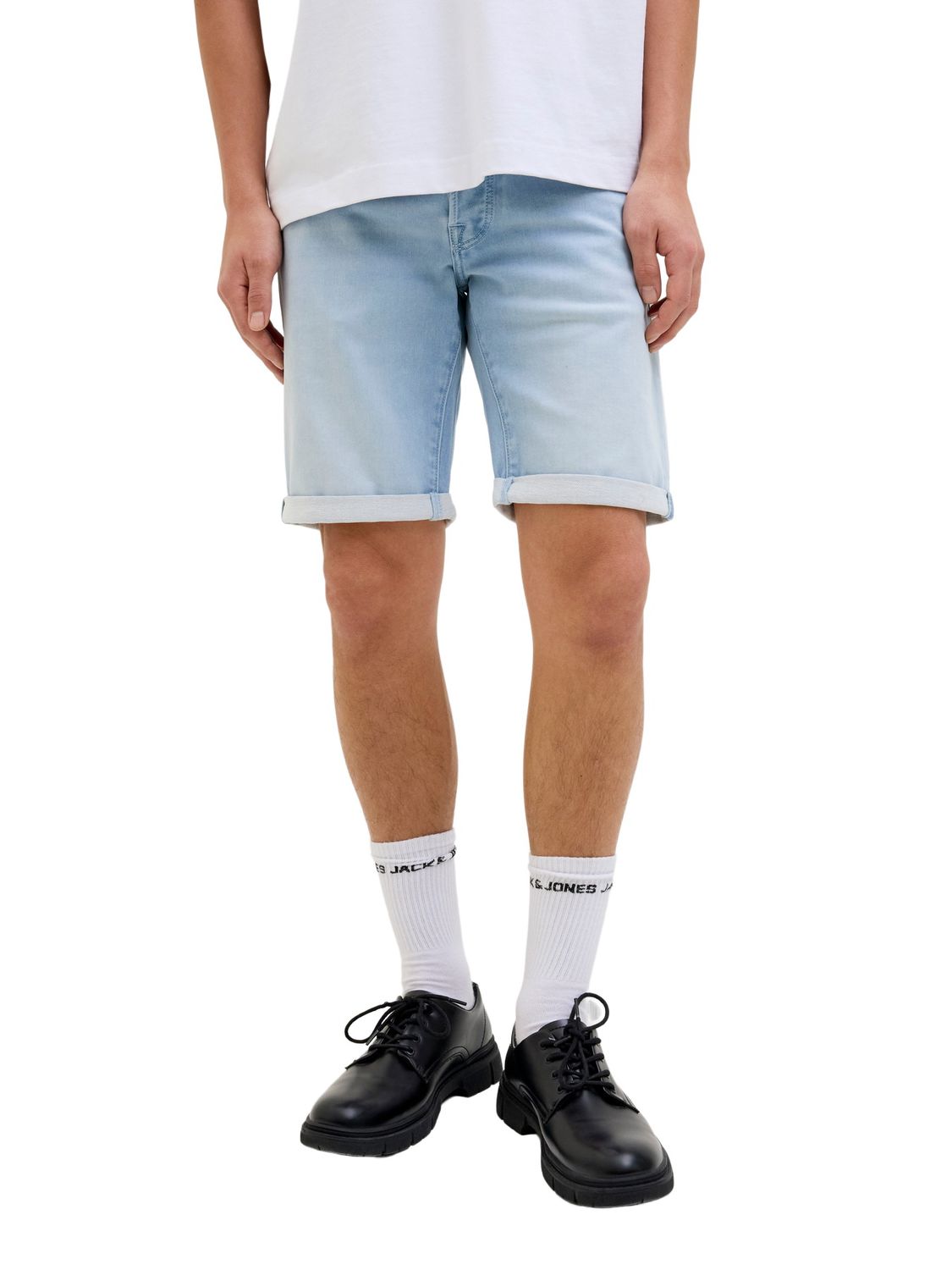 Jack & Jones Herren Jeans Short JJIRICK JJICON I.K.- Mid waist - Relgular Fit - Schwarz Blau Grau