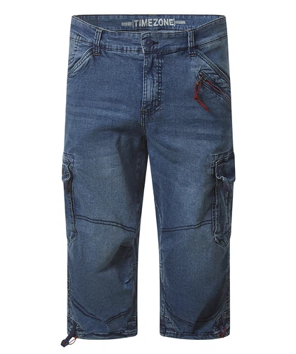 TIMEZONE  Herren 3/4 Cargo Jeans LOOSE MILESTZ SHORT Mid Waist Loose Fit - Blau Schwarz