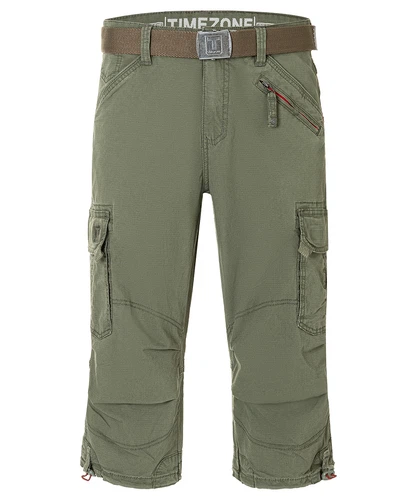 TIMEZONE  Herren 3/4 Cargo Hose LOOSE MILESTZ SHORT Mid Waist Loose Fit - Olive Blau Beige
