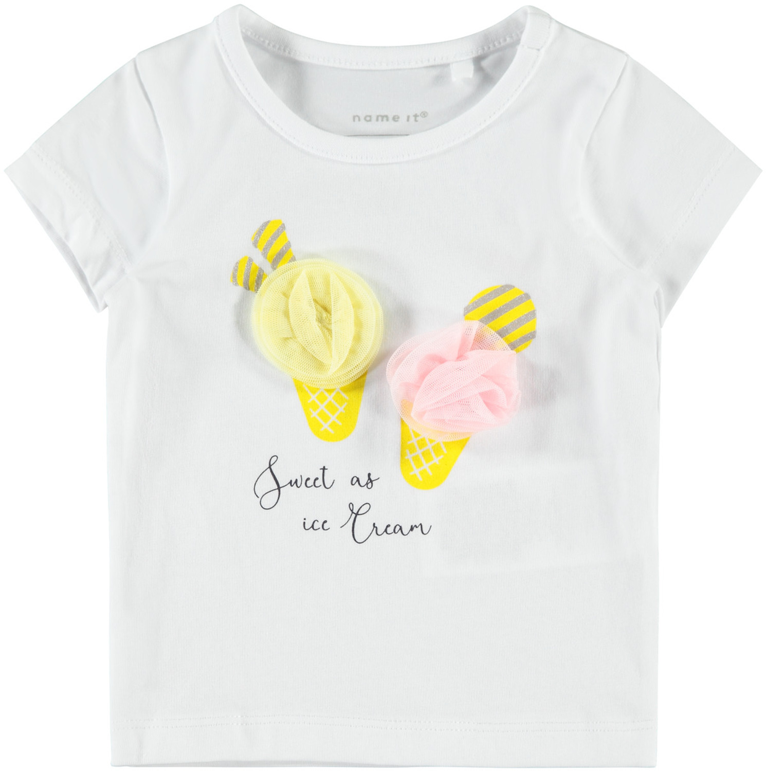 Name it Baby Mädchen T-Shirt kurzarm Gr 56-86 NBFJOSA Eis mit Tüll Motiv