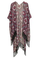 modischer Kimono mit Ethnomuster und Fransen modischer Kimono mit Ethnomuster und Fransen