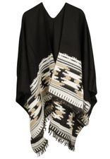 Warmer langer Poncho in trendy Ethno Design Warmer langer Poncho in trendy Ethno Design