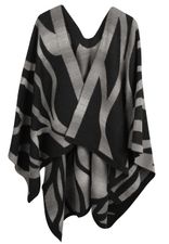 warmer Poncho in schwarz-grau warmer Poncho in schwarz-grau