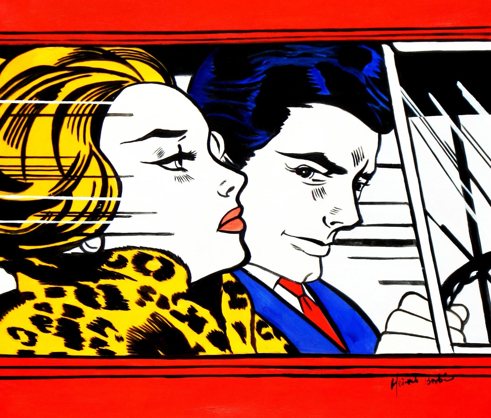 Tribute to roy lichtenstein in car 50x60 cm oil painta45057 eBay Tribute to roy lichtenstein in car 50x60 cm oil painta45057 eBay