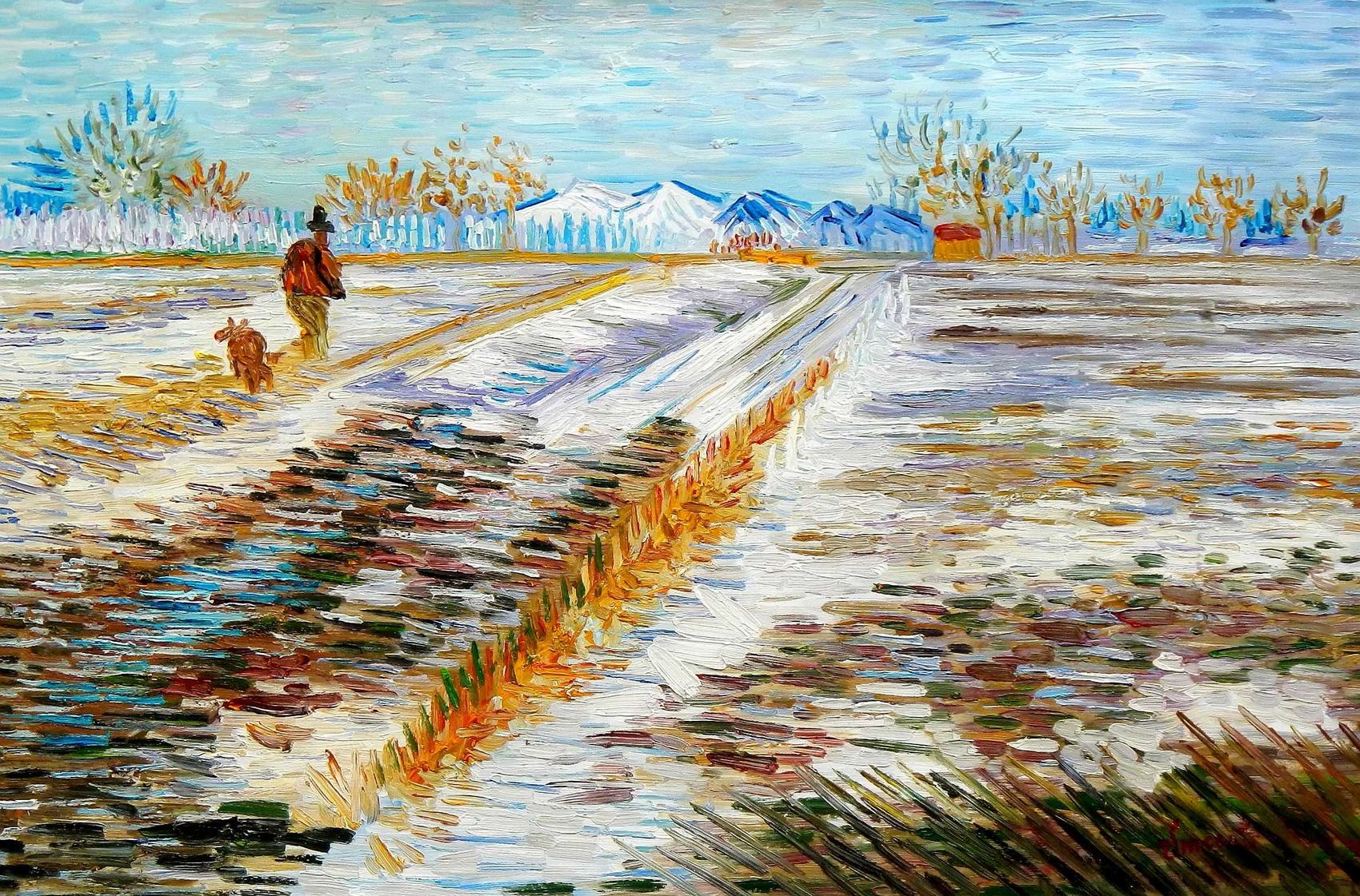 Vincent van Gogh - Landscape with snow 24x36 " oil painting | Unique Arts Webshop
