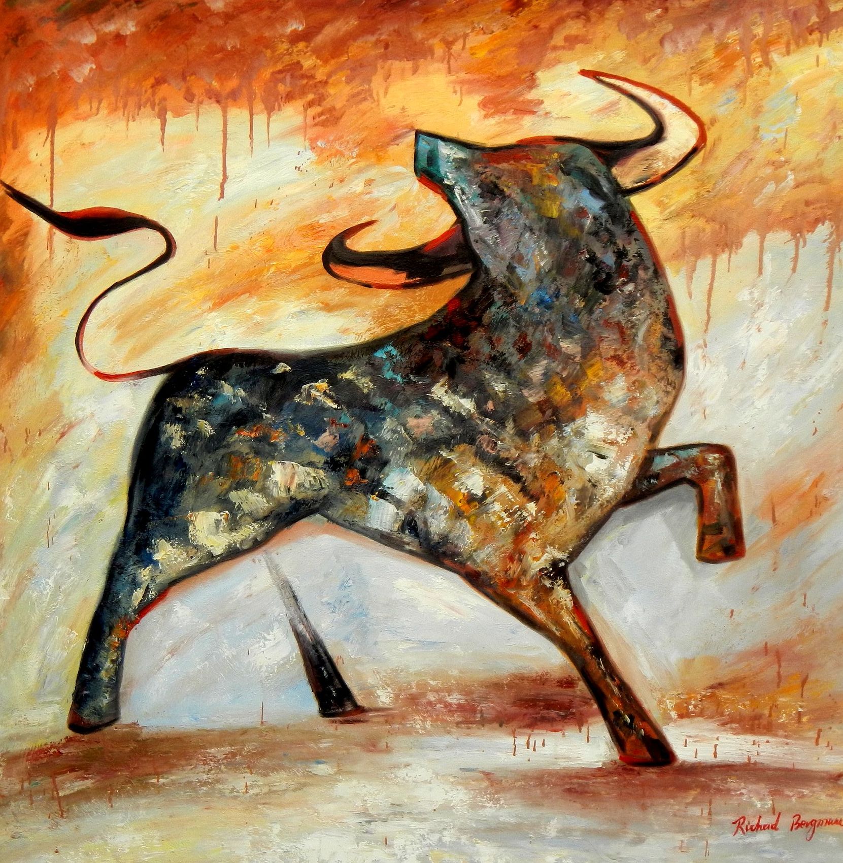 abstract bull painting